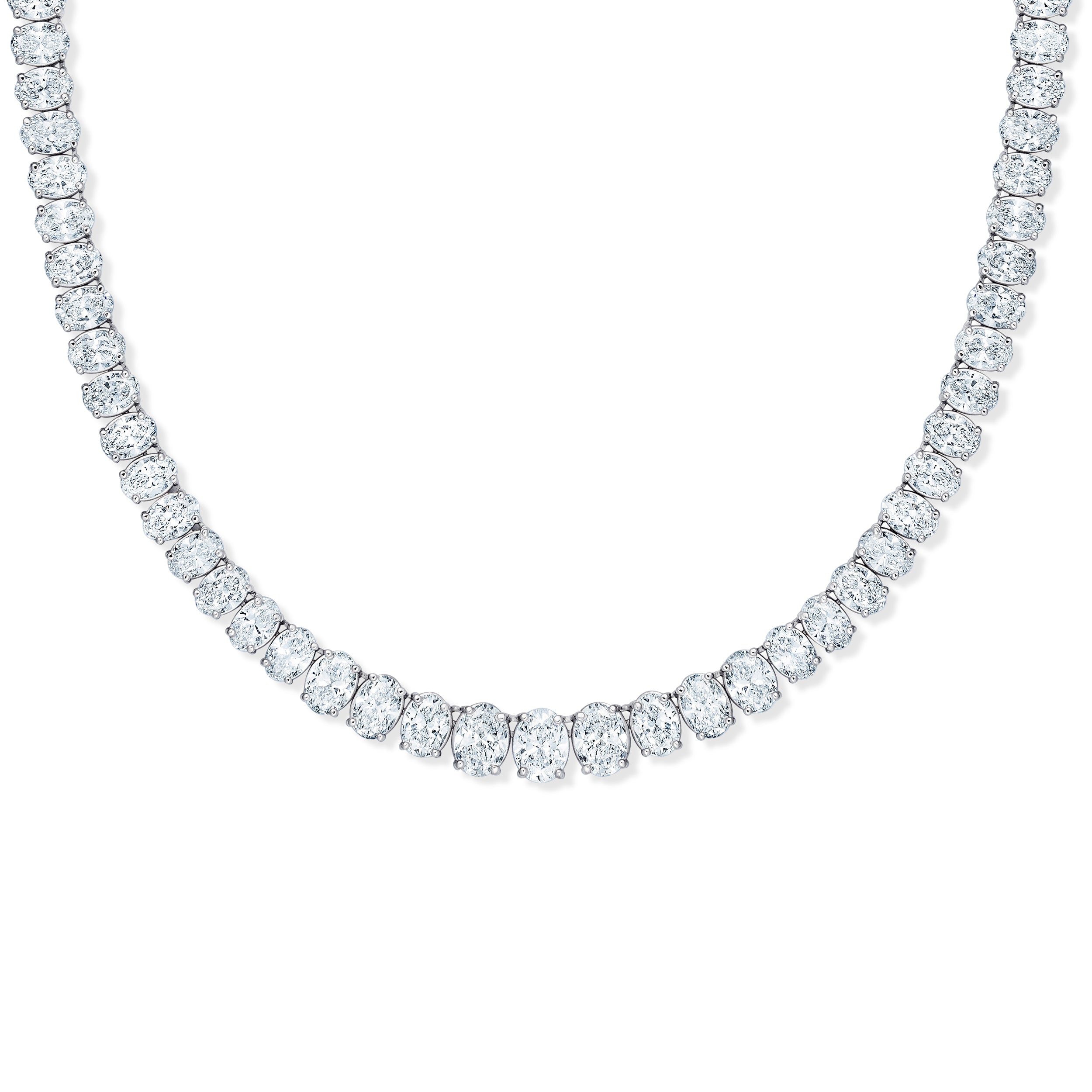 LUXE 33.00ct Lab Diamond Necklace with IGI Certified Oval-Cut Diamonds in 18K White Gold